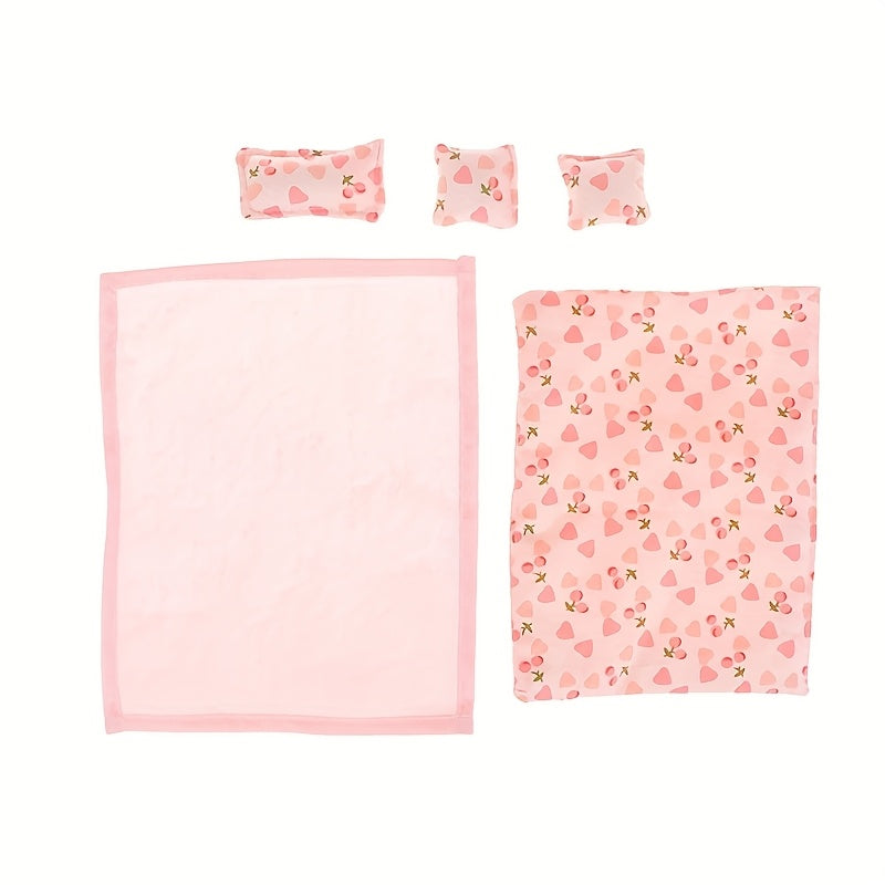 5pcs Dollhouse Bedding Set Quilt Sheets Pillow Covers & Pillows DIY Decor