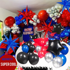 133pcs Red Balloons Garland Arch Kit Spider Theme Birthday Party