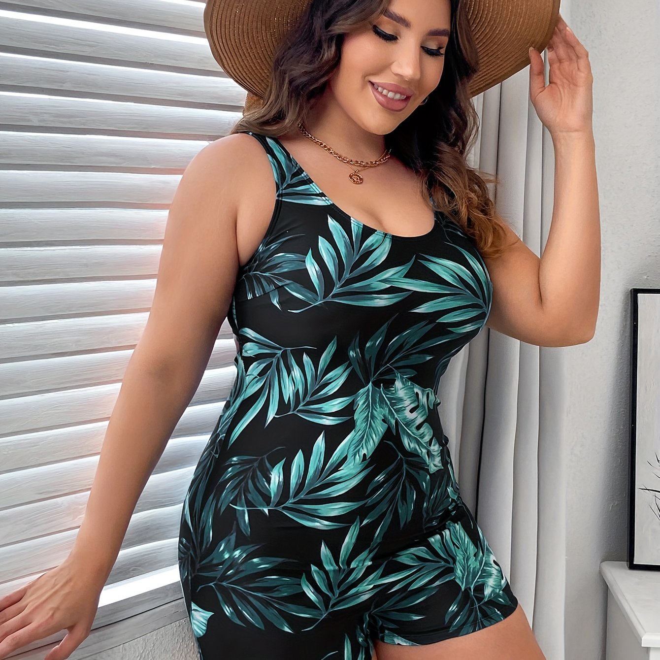 Tropical Print One Piece Swimsuit