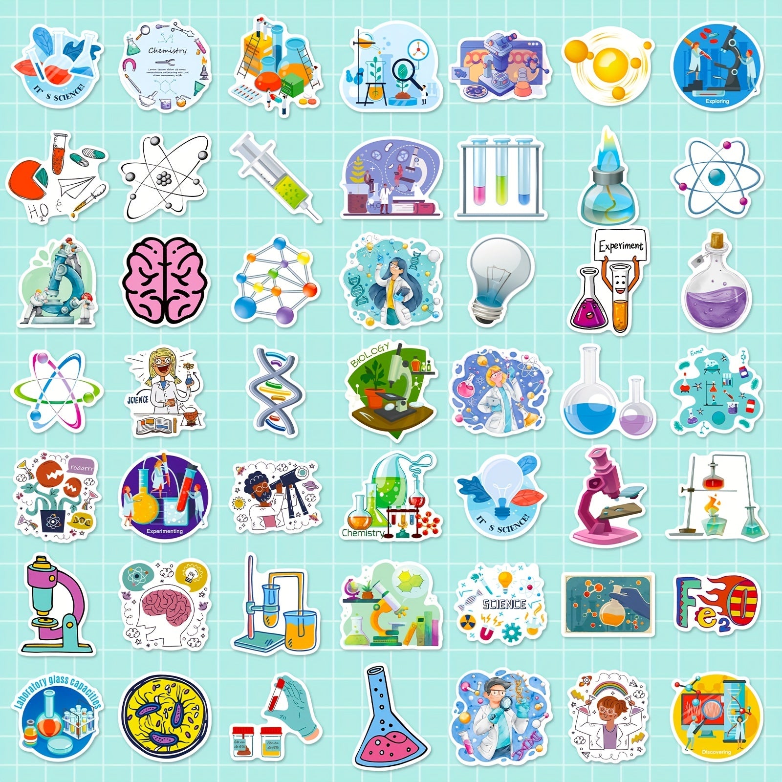 50pcs Laboratory Science Stickers Physics Biology Chemistry Stickers