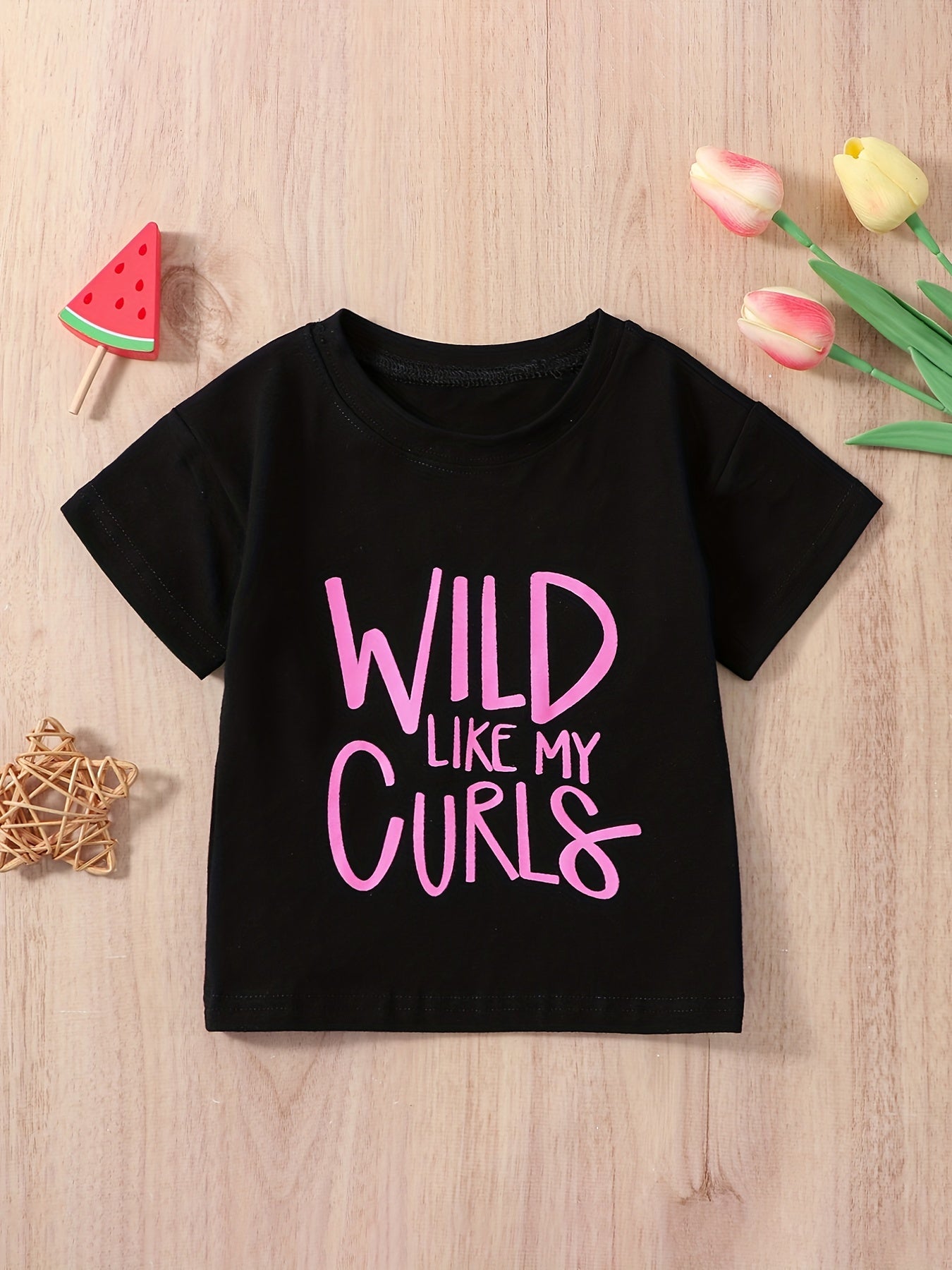 Baby Girls Casual Cotton Wild Like My Curls T shirt