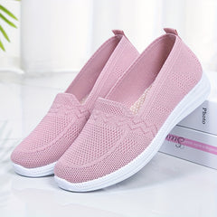 Women's Knit Flat Shoes Comfortable Low Top Slip On Casual Walking Shoes