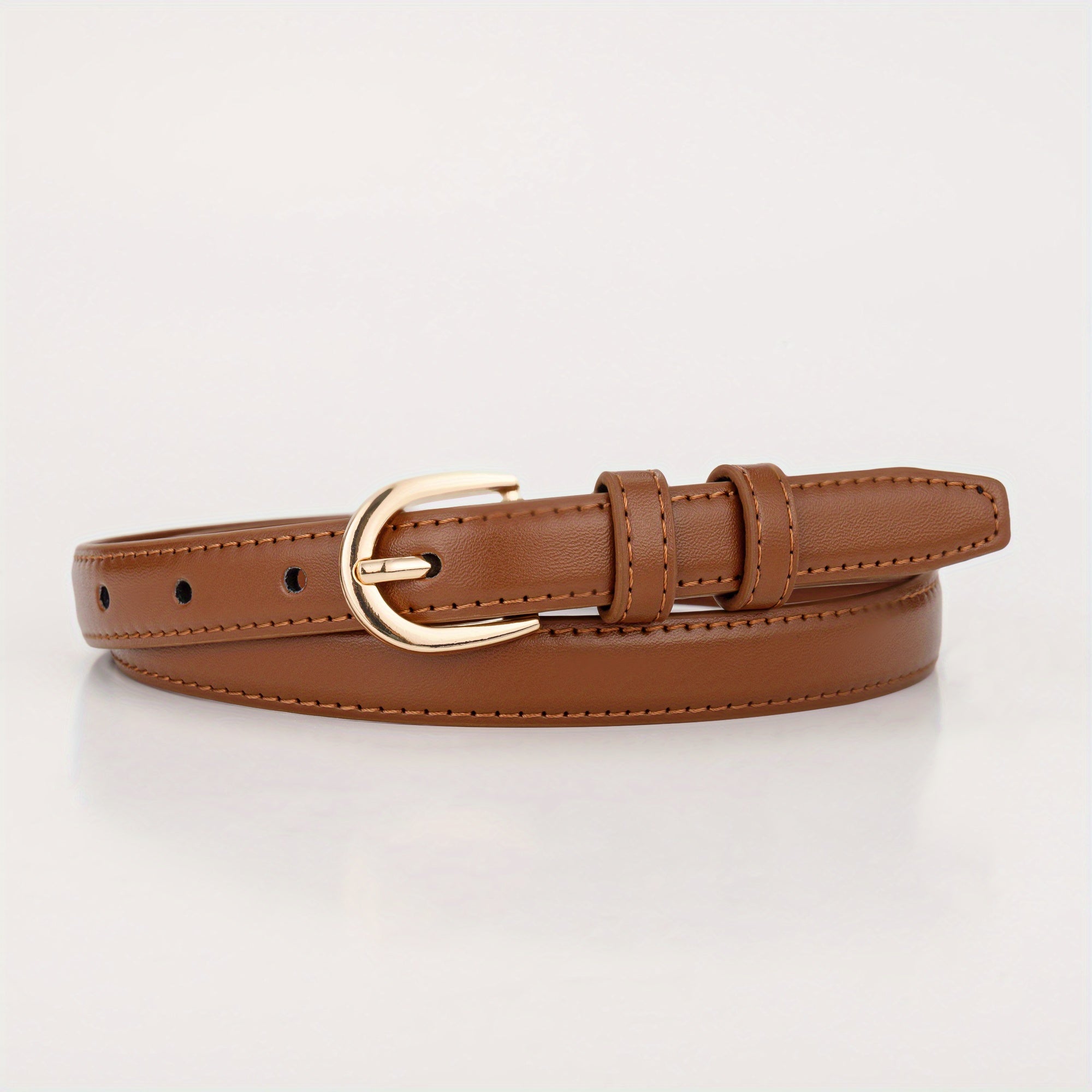 Kids PU Leather Belt with Half Oval Buckle Head