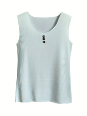 Button Front Sleeveless Tank Top Women's Summer Casual Top