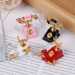 1:12 Dollhouse Phone Model Retro Rotary Telephone for Doll Decor