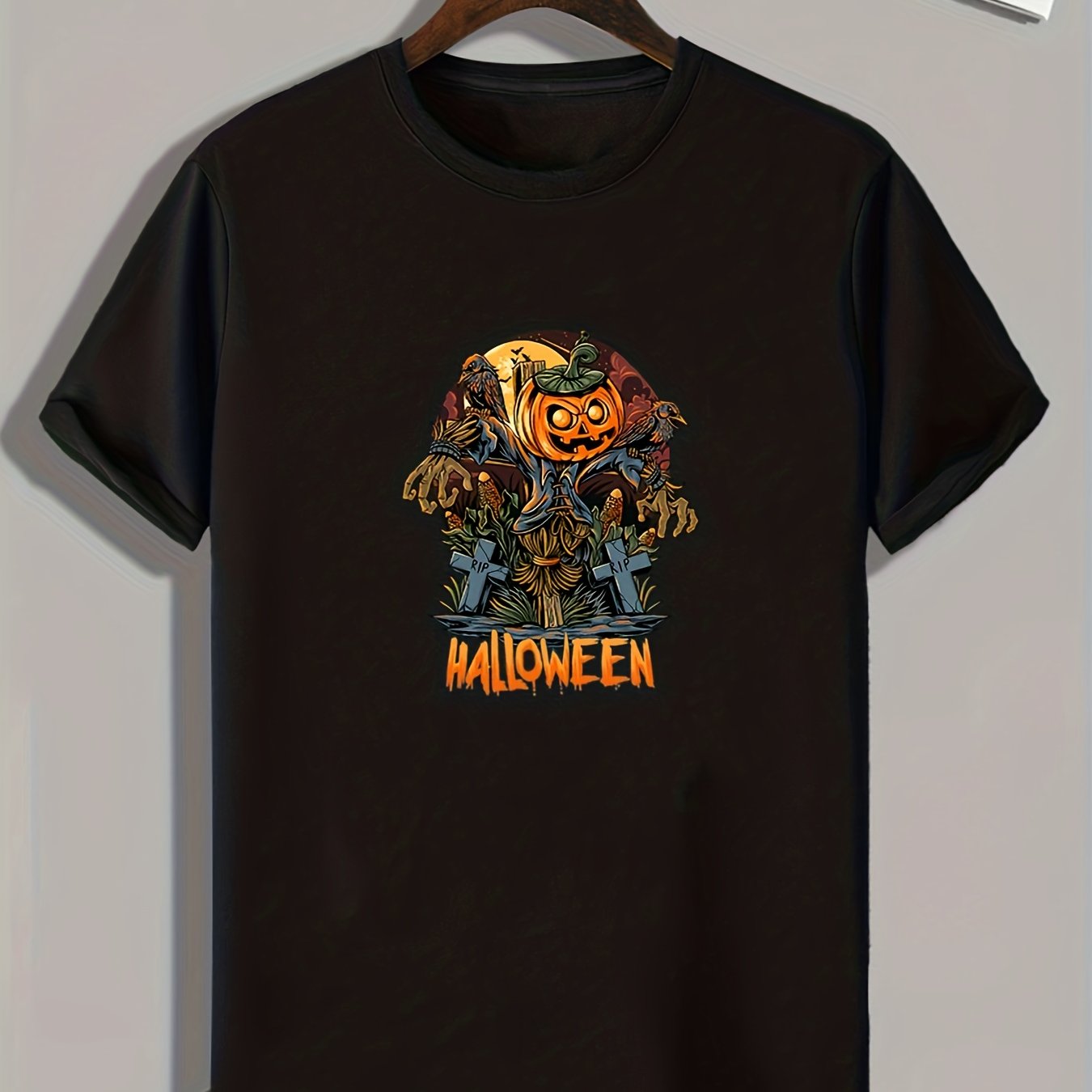 Halloween Graphic Print Sports T shirt Men's Casual Stretch Tee Shirt