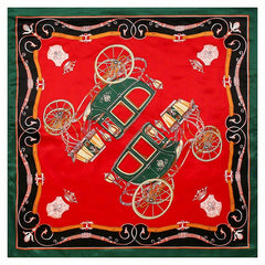 Classic Carriage Print Scarf Silk Square Shawl Casual Head Wrap