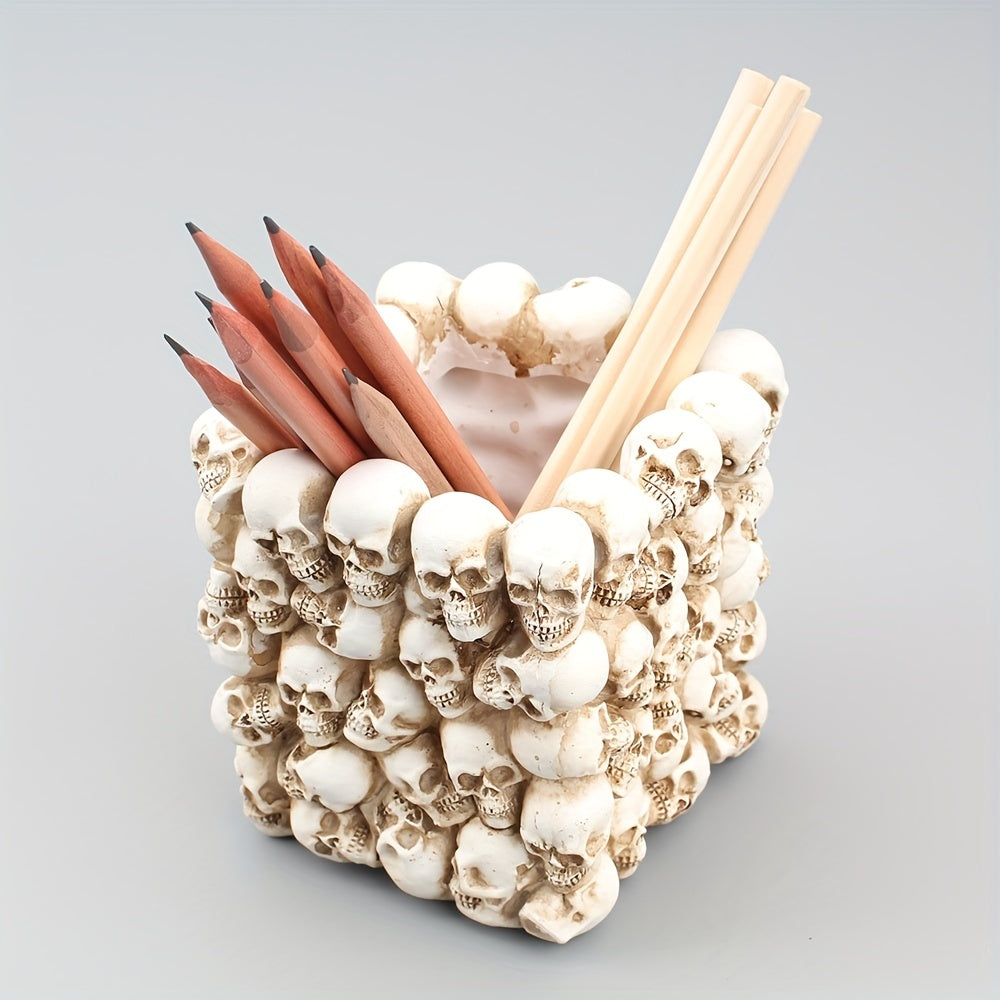Square Small Skull Pen Holder Desktop Storage Container