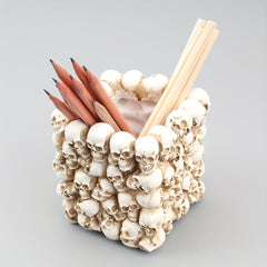 Square Small Skull Pen Holder Desktop Storage Container