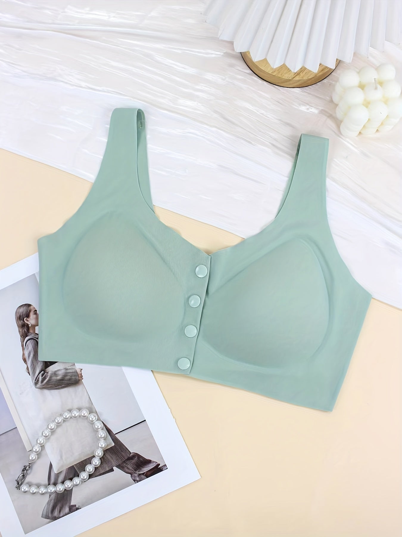 Solid Wireless Front Buckle Bra Women's Lingerie