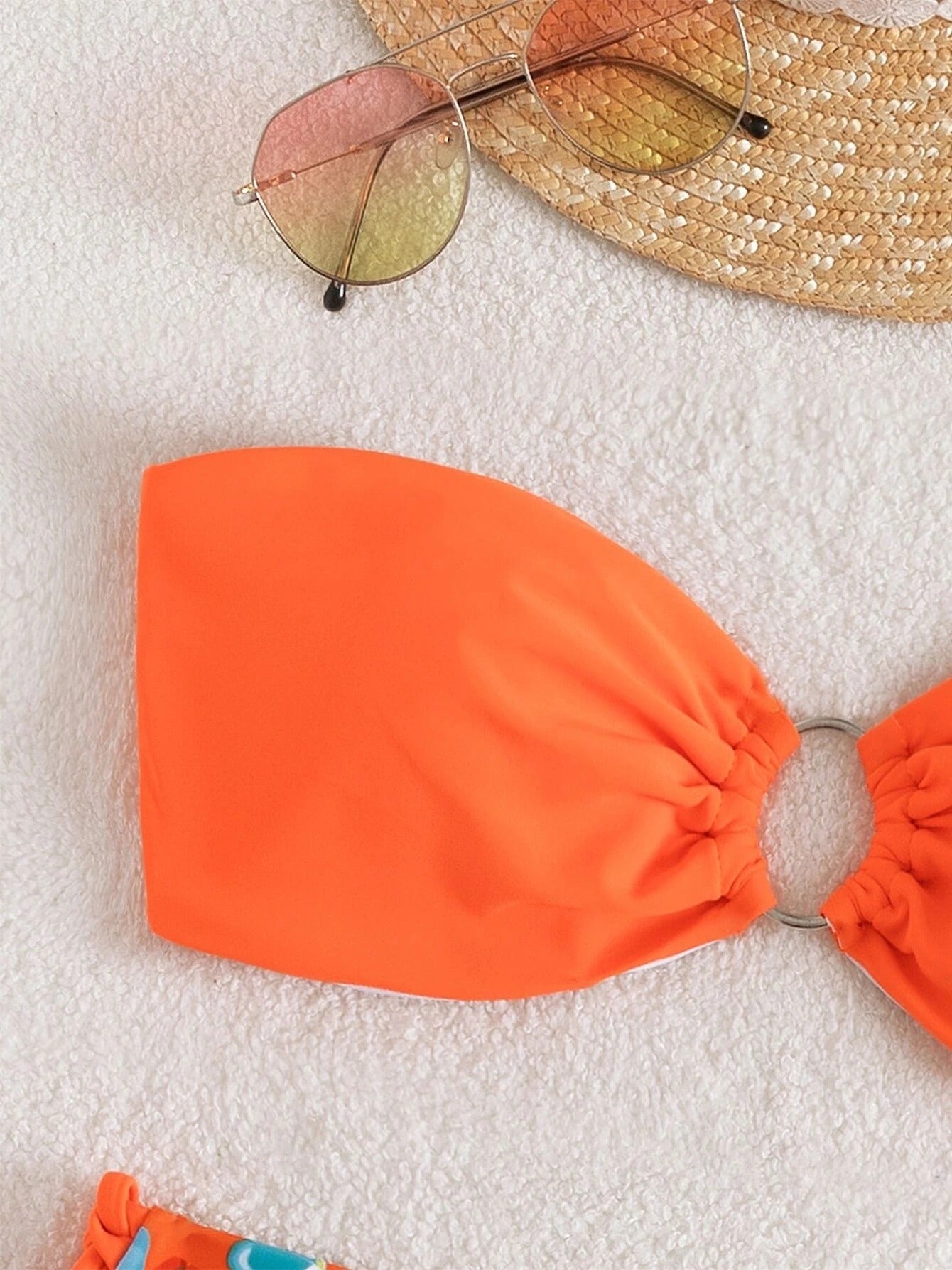 Tropical Print Halter Neck Bikini Set High Stretch Swimsuit