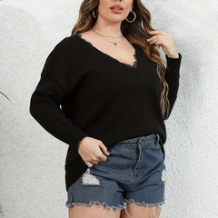Lace Long Sleeve V Neck Jumper