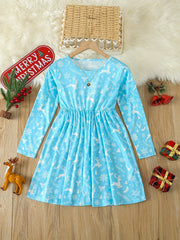Sweet Girls Crew Neck Long Sleeve Dress Spring Fall