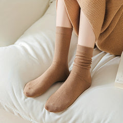 Women's Solid Crew Socks Breathable Mid Tube Stockings