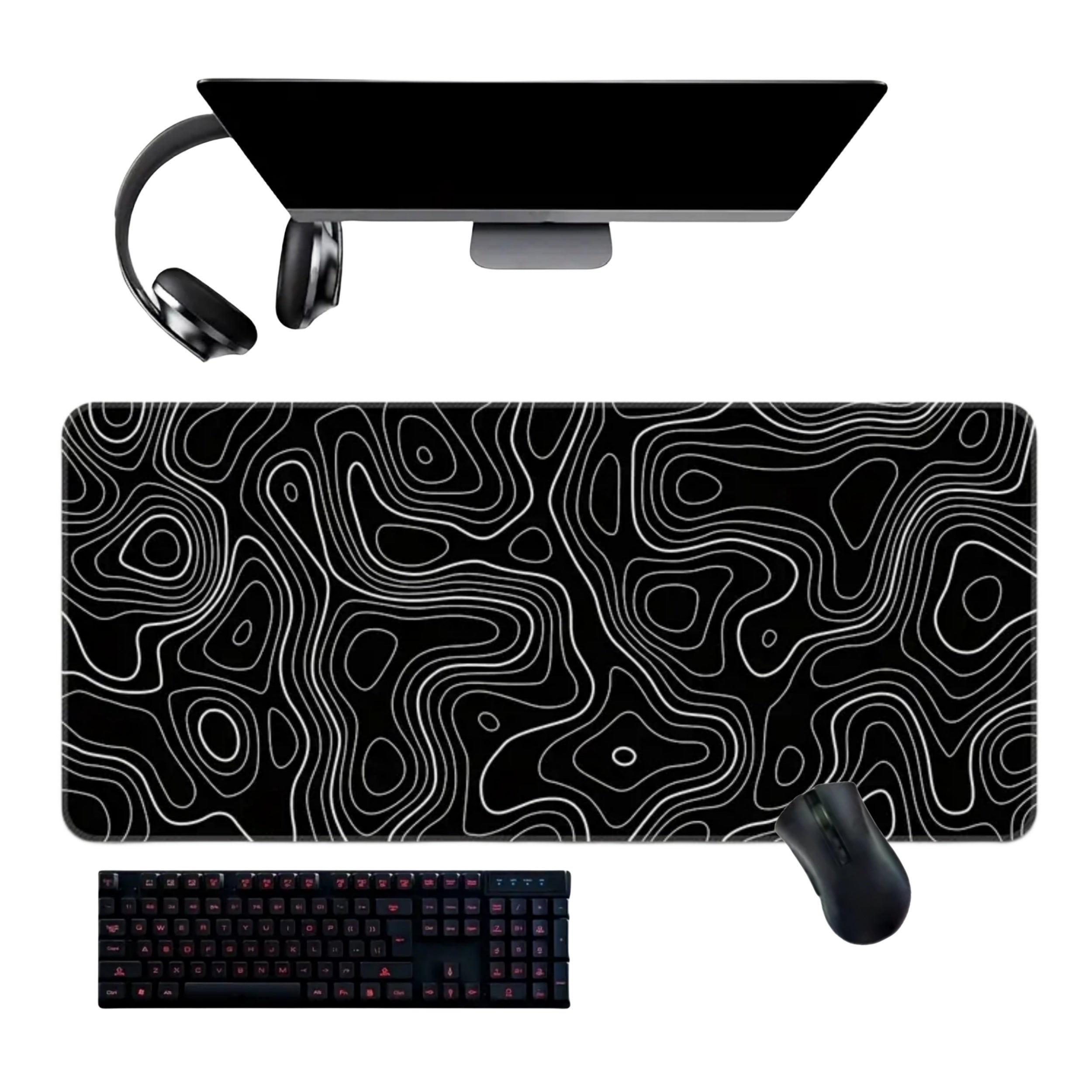 Abstract Terrain Line Outline Large Mouse Pad 80x31.5in