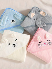 Cartoon Baby Bath Towel & Hooded Bathrobe Soft Microfiber 0-2 Years