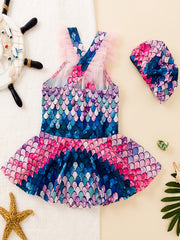 Girls Mermaid Swimsuit Quick Dry Suspender Bathing Suits
