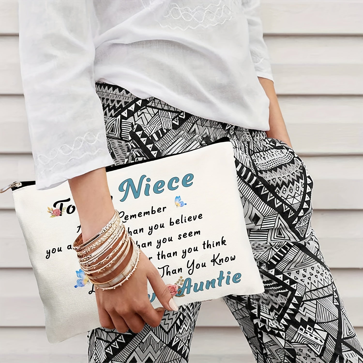 Gift For Niece Girl Cosmetic Bag You Are Braver Than You Think Love Auntie