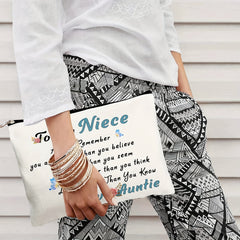 Gift For Niece Girl Cosmetic Bag You Are Braver Than You Think Love Auntie