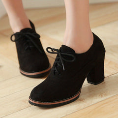 Women's Lace-Up Block Heel Pumps Comfortable Closed Toe Oktoberfest Dress Shoes