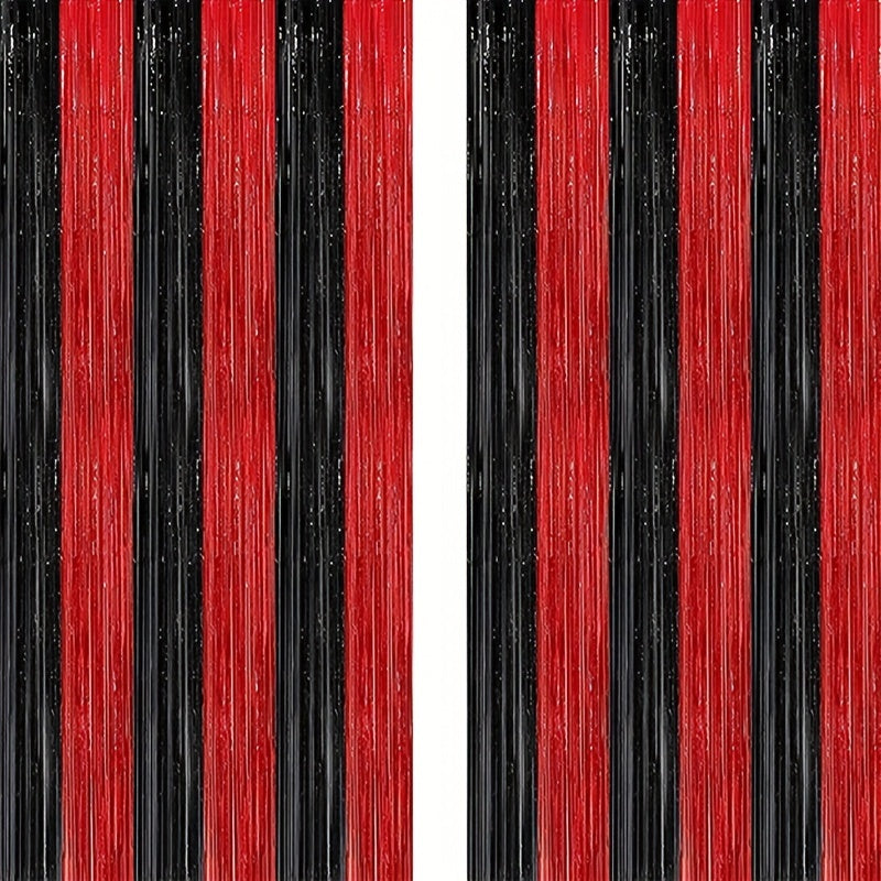 Red Fringe Curtain 243x84x97 cm Backdrop Party Decor