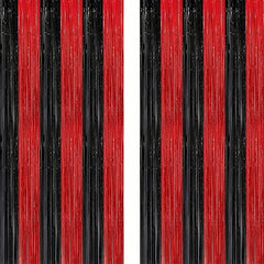 Red Fringe Curtain 243x84x97 cm Backdrop Party Decor