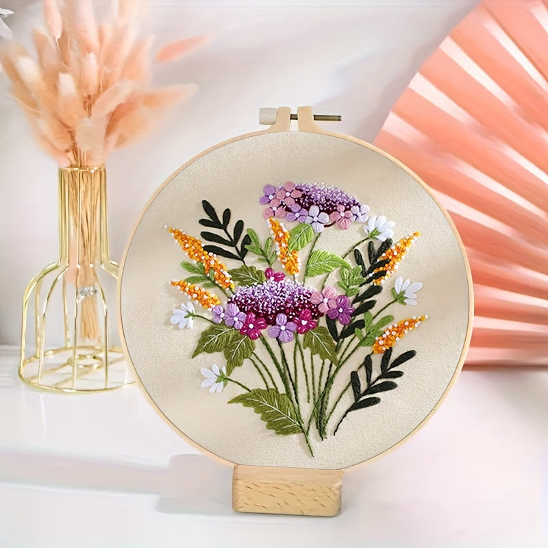 Floral Embroidery Kit With Hoop Beginner Practice Set