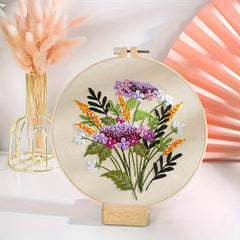 Floral Embroidery Kit With Hoop Beginner Practice Set