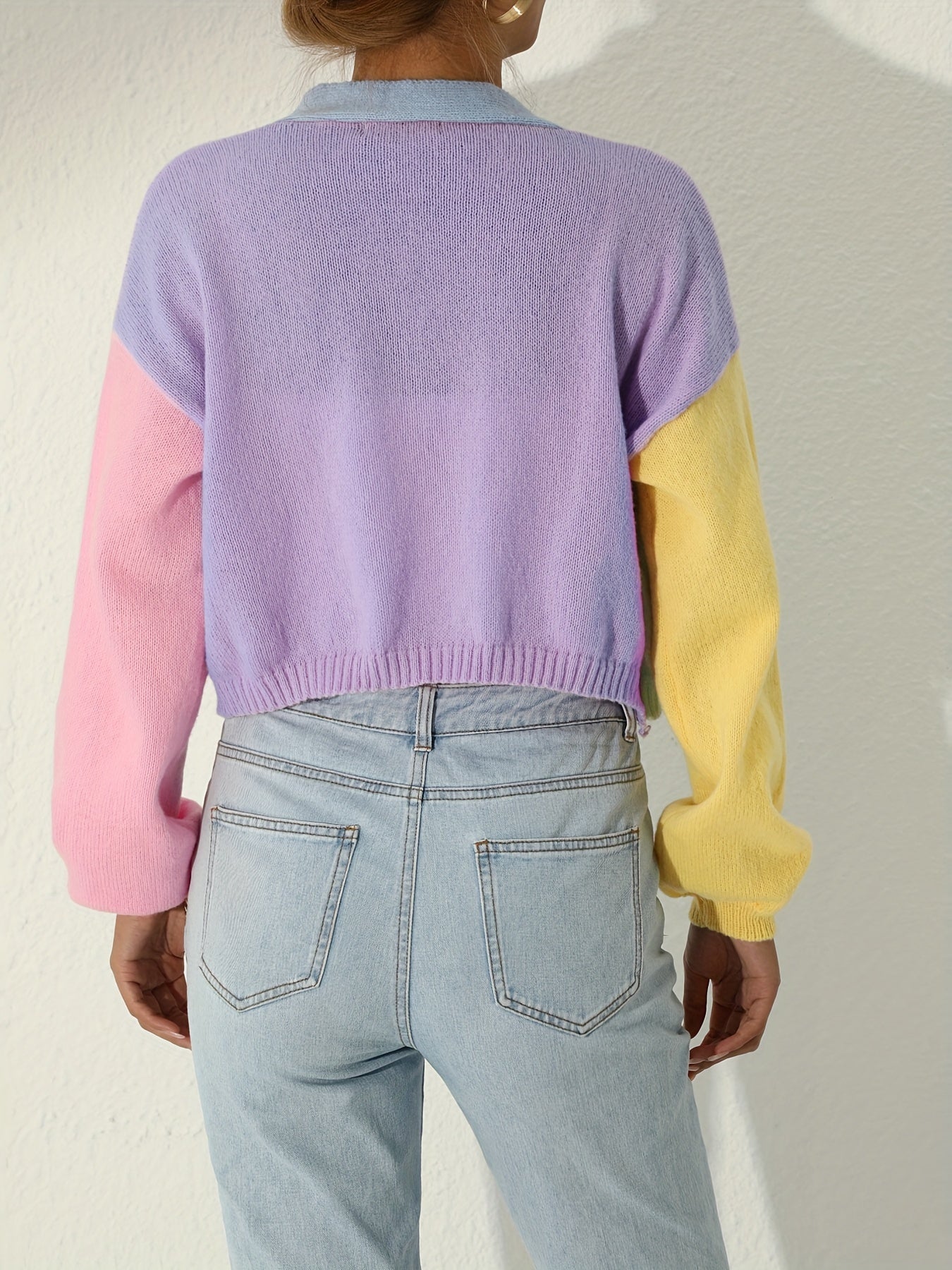 Colorful Long Sleeve Crop Cardigan for Women