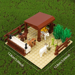 Farm Sheepfold Lamb Goat Tree House Scene Building Blocks Set