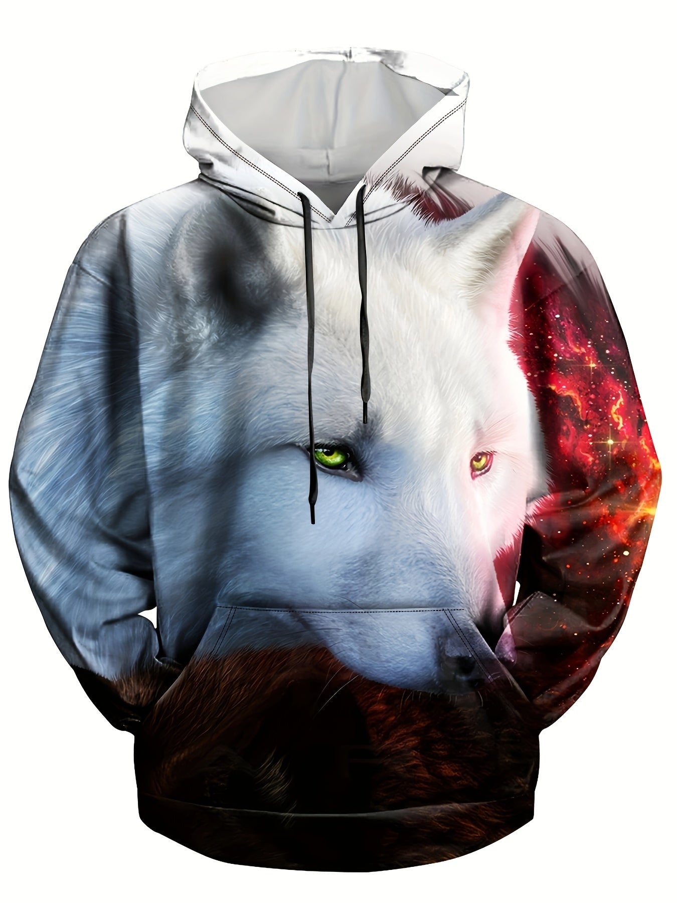 Wolf Graphic Hoodie Comfy Loose Pullover Men's Clothing