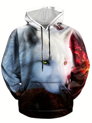 Wolf Graphic Hoodie Comfy Loose Pullover Men's Clothing