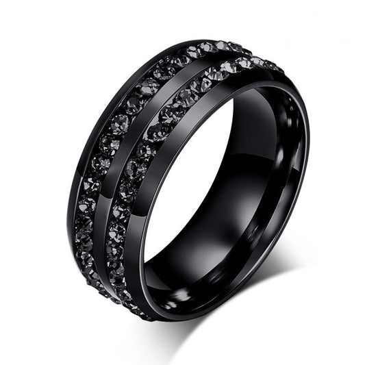 Golden Filled Double Row Diamond Couple Ring