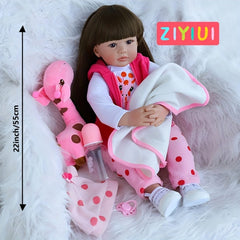 Rebirth Doll 55 Long Hair Girl Doll Toy Soft Newborn Baby Toy Birthday Gift