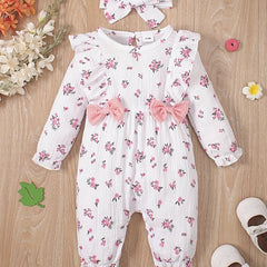 Infant Girls Cotton Romper Newborn Floral Long Bodysuit