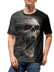 3D Skull Dragon Print Men's Graphic Crew Neck T-shirt
