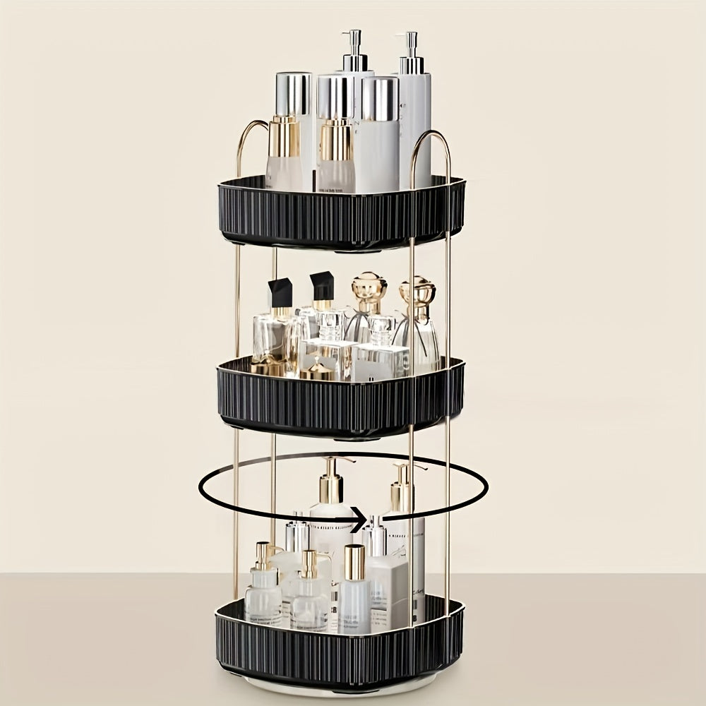 360 Rotating Plated Edge Organizer Cosmetics Storage Tray