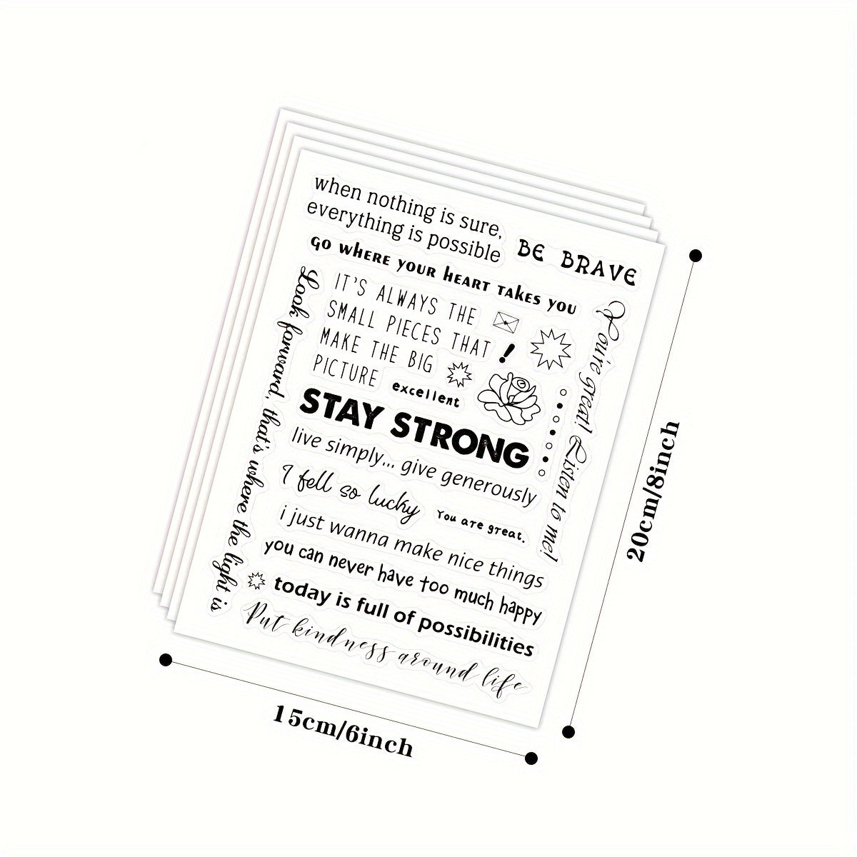 4pcs Inspirational Word Stickers Blessing Envelope Journal Stationery