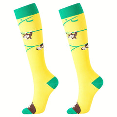 Animal Print Calf Compression Socks 15-20mmHg for Running and Cycling