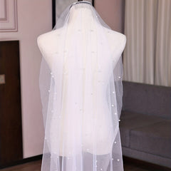Baroque Wedding Veil With Comb Bride Cathedral Veil Faux Pearl