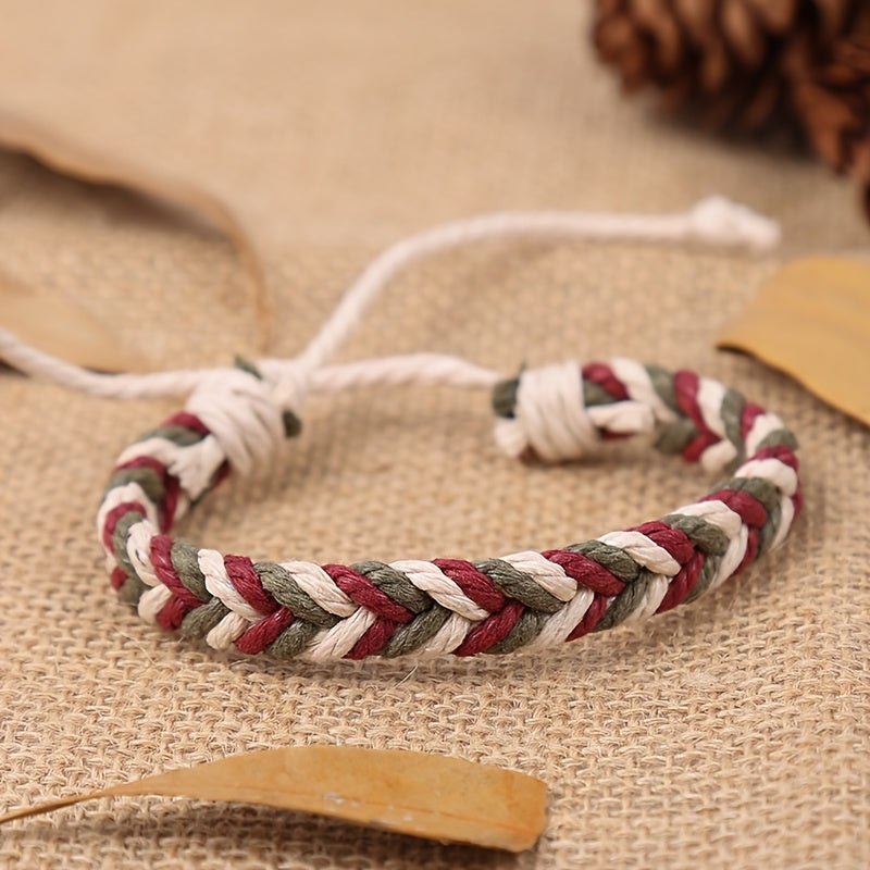 Boys Vintage Braided Bracelet Adjustable Wristband Couple Holiday Jewelry Gift