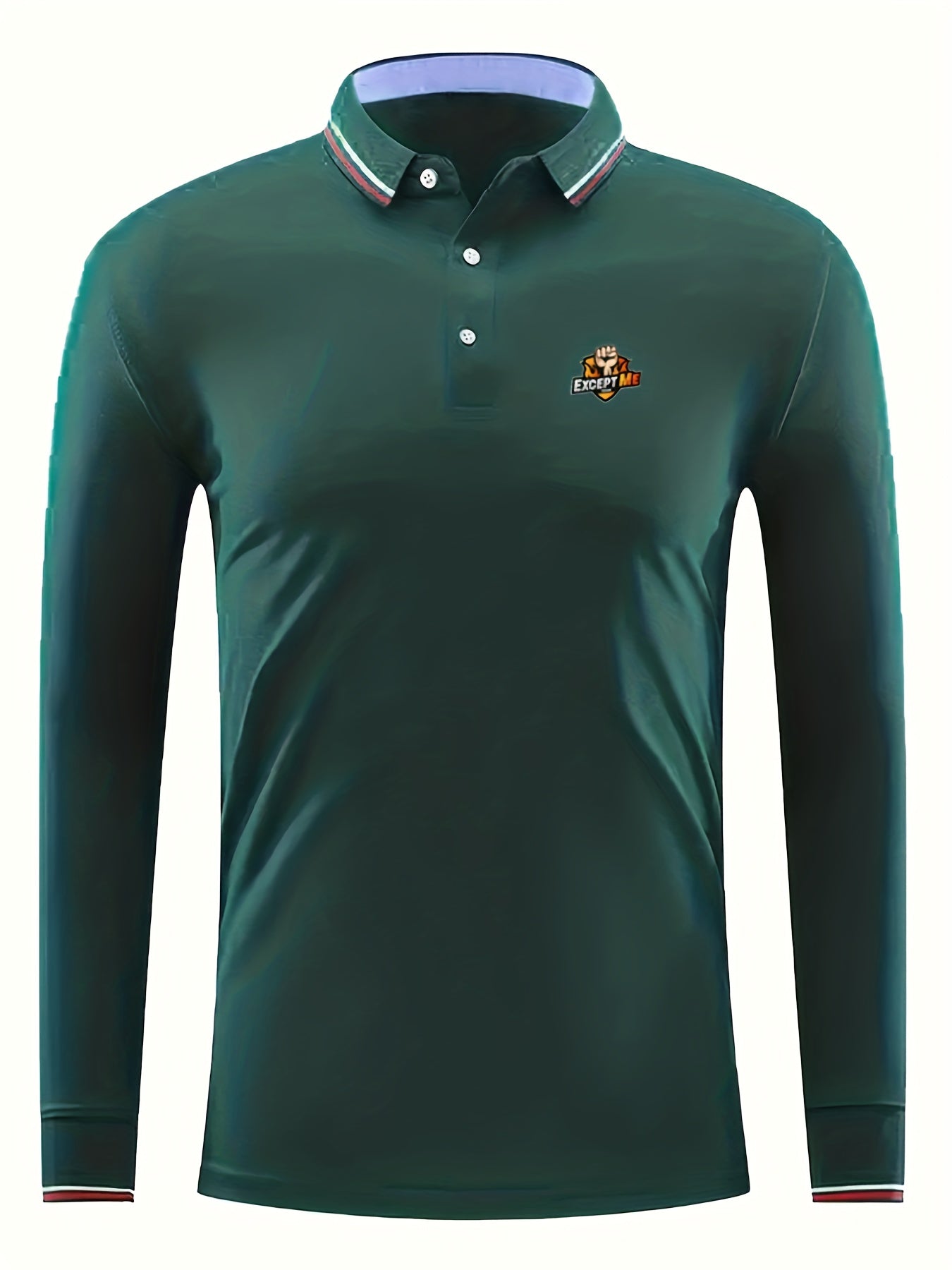 Men's Letter Print Casual Long Sleeve Polo Shirt