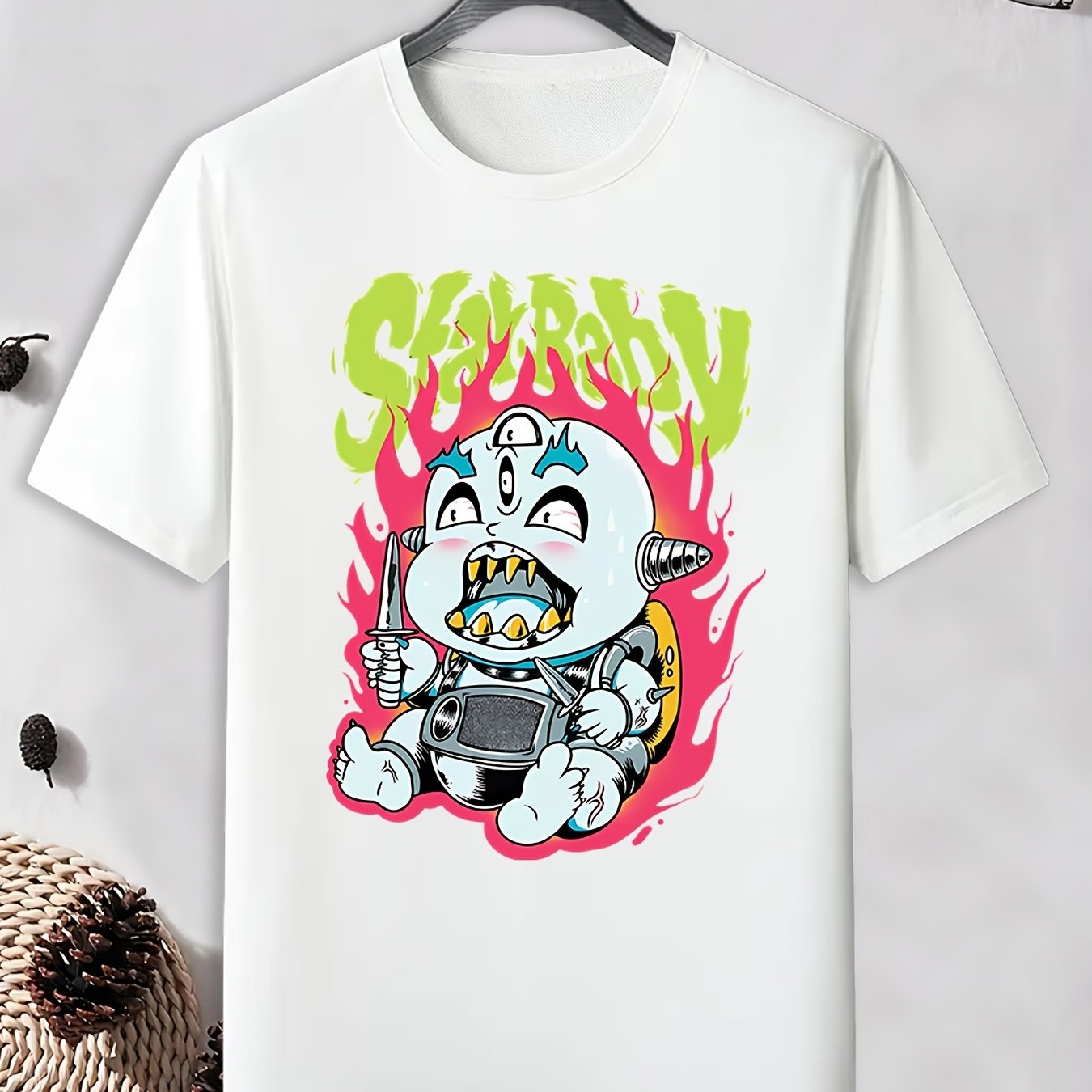 Men's Baby Monster Pattern T shirt Active Stretch Breathable Tee