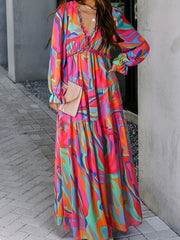Contrast Print Maxi Dress