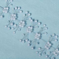 Bridal Flower Head Piece Faux Pearl Hairband with Bobby Pin