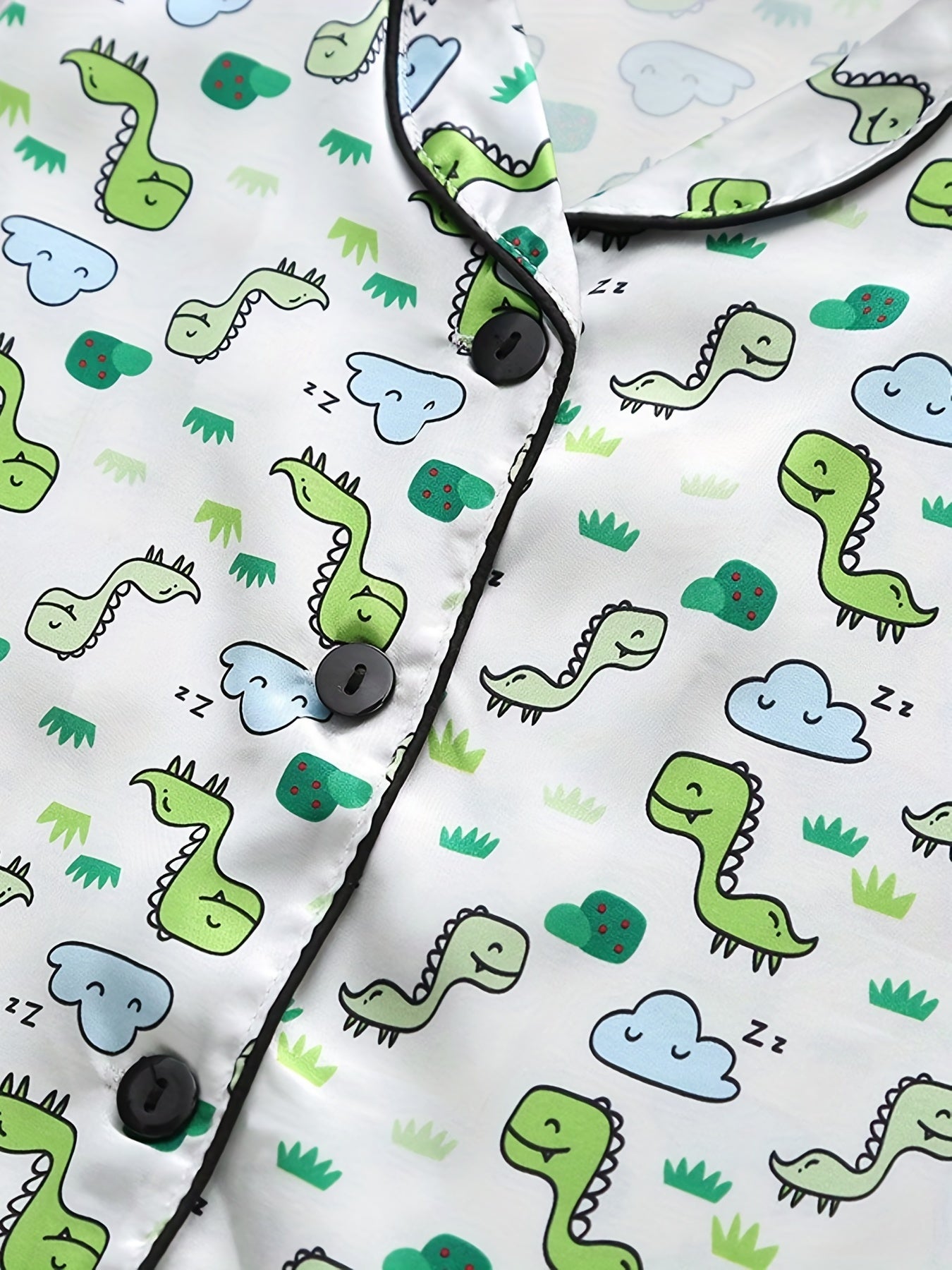 Boys Dino Print Pajamas Set Short Sleeves Tops & Bottoms Cozy Homewear