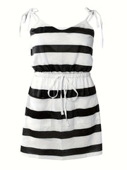 Casual Dress Women's Plus V Neck Tie Shoulder Dress