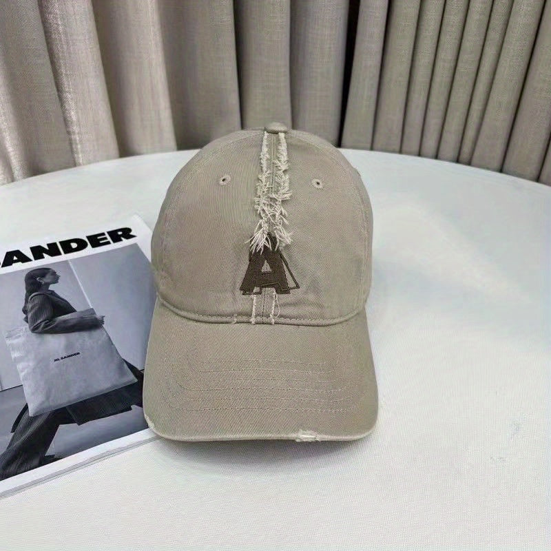 Spring Letter A Embroidery Soft Top Baseball Cap