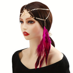 Boho Head Chain With Feather Pendant Hair Accessories For Women