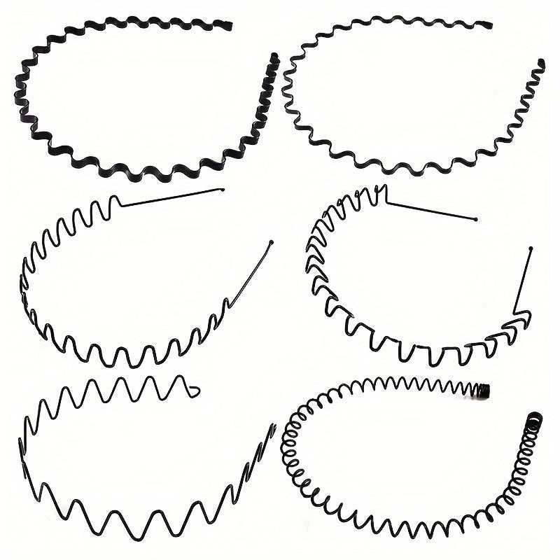8pcs Water Wave Headbands Set Non clip Metal Hair Hoops Basic Hair Accessories